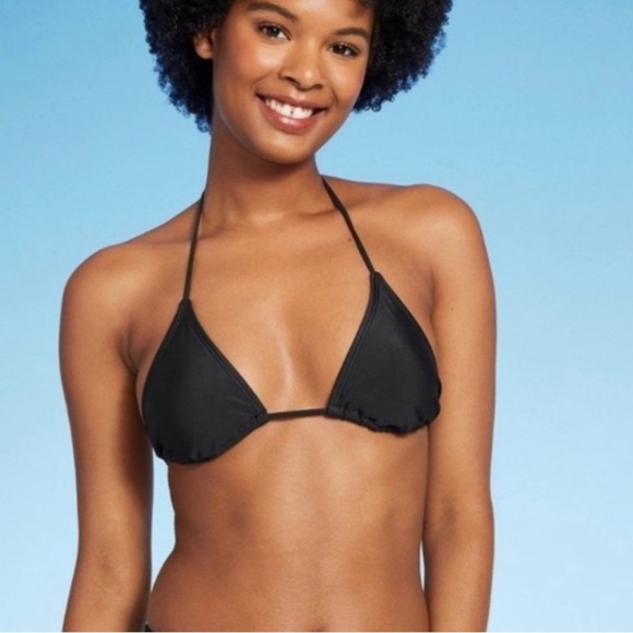 Wild Fable Black Triangle Bikini Top NEW - Picture 1 of 2
